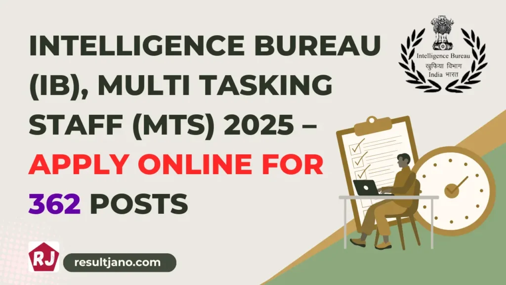 Intelligence Bureau (IB), Multi Tasking Staff (MTS) 2025