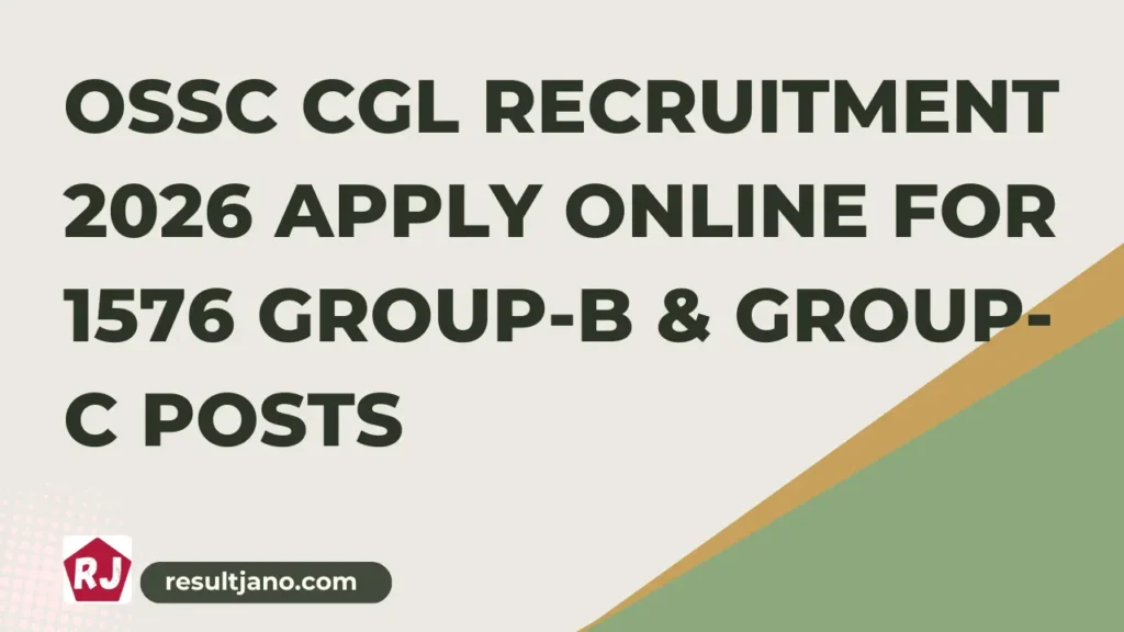 OSSC CGL Recruitment 2026